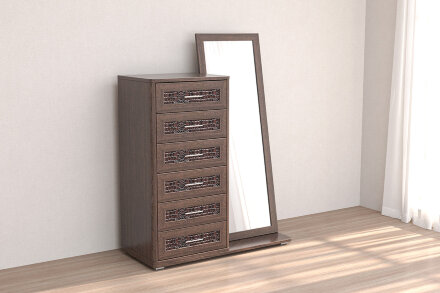 Комод 6 ящиков с зеркалом КЭТ-4, венге 