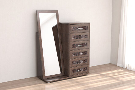 Комод 6 ящиков с зеркалом КЭТ-4, венге 